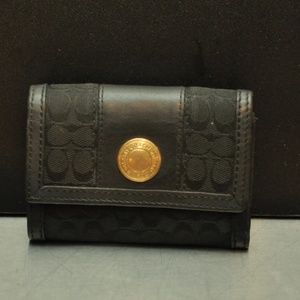 Coach black canvas with leather wallet